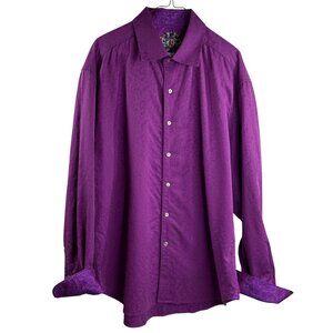 ROBERT GRAHAM Men's Long Sleeve Jacquard Button Down Shirt Purple Size 2XL